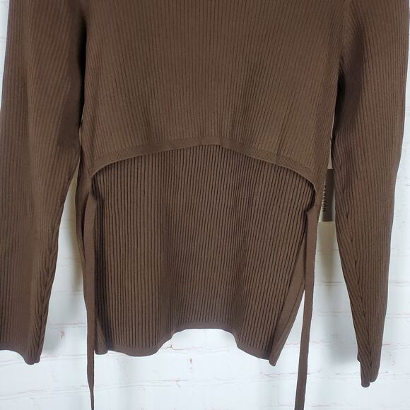 NEW Babaton Ambrosia Sculpt Knit Top Size 2XL Coffee Bean Brown Long Sleeve Rib - Picture 10 of 16